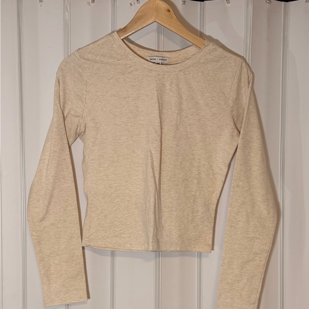 Together Cream Long Sleeve Crop Top
